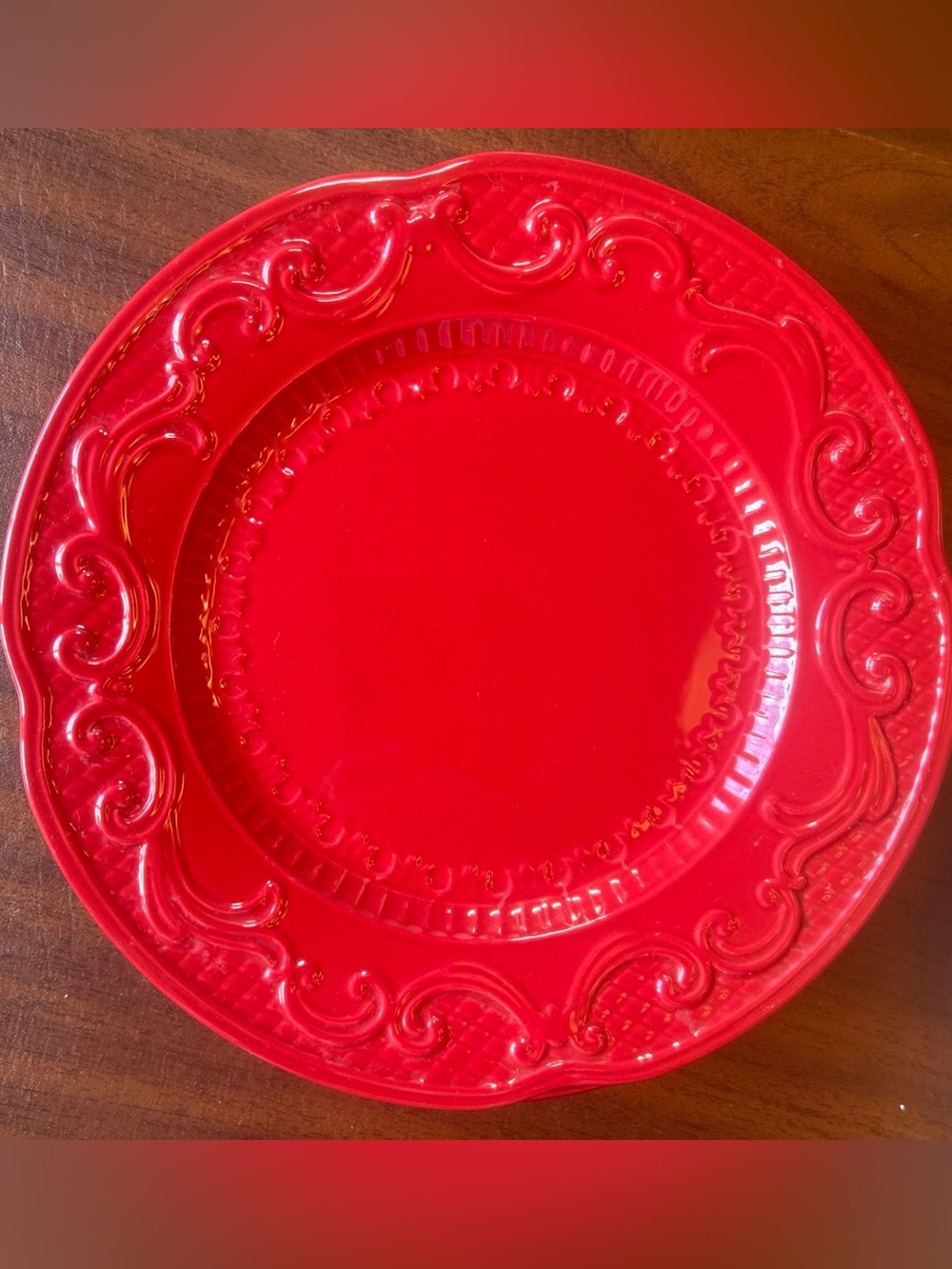FITZ & FLOYD Forest Frost Set of 8 Red Salad plates 9” Vintage
